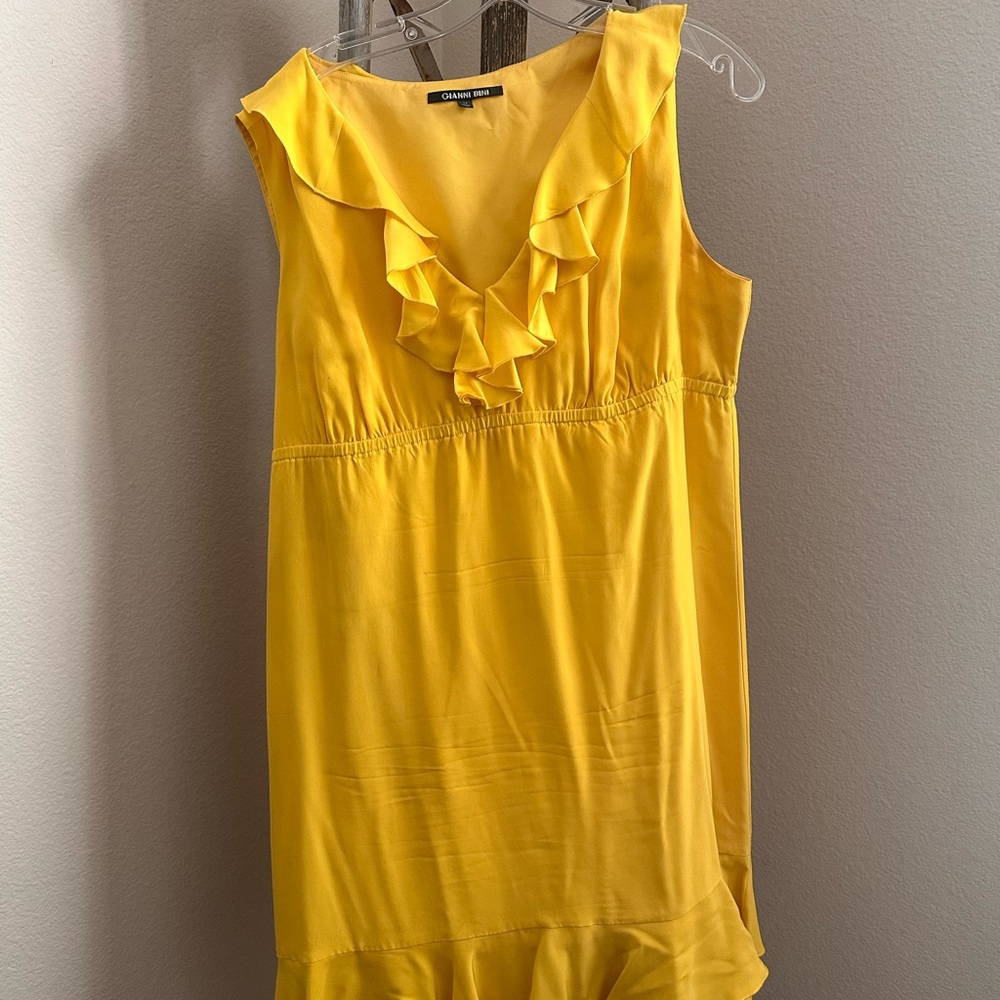Gianni Bini Bright Yellow Satin Dress Top